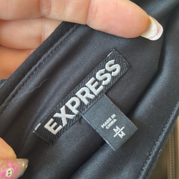 NWOT Express Black Mini Skirt Metallic Gray & Silver Tone Sequins Cotton Stretch - Picture 11 of 12